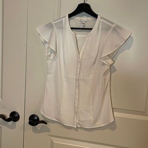 Calvin Klein ivory, flutter sleeve blouse.